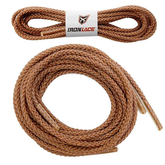 (New) Ironlace Unbreakable Round Boot Laces Shoelaces 108, Brown