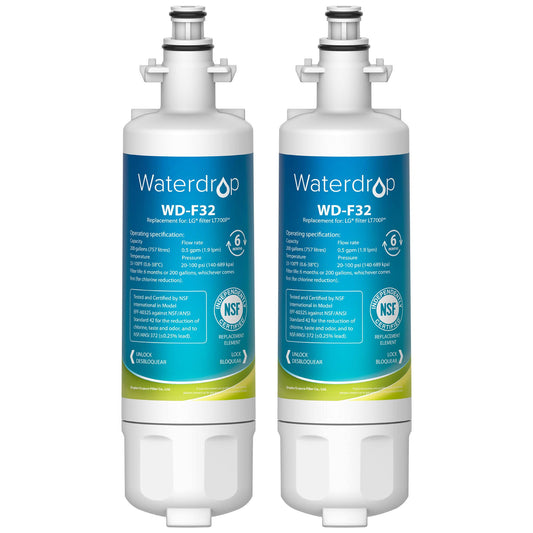 3 Pack Waterdrop LT700P Replacement for LG ADQ36006101 Kenmore 469690 Refrigerator Water Filter