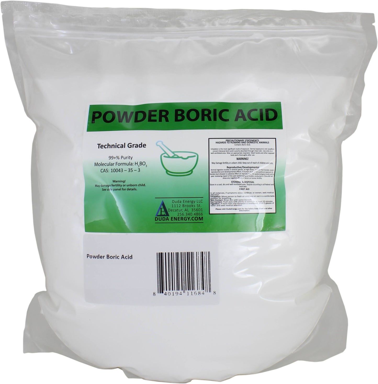 10 lb Fine Powder Boric Acid H3bo3 99.9+% Pure Orthoboric Acid