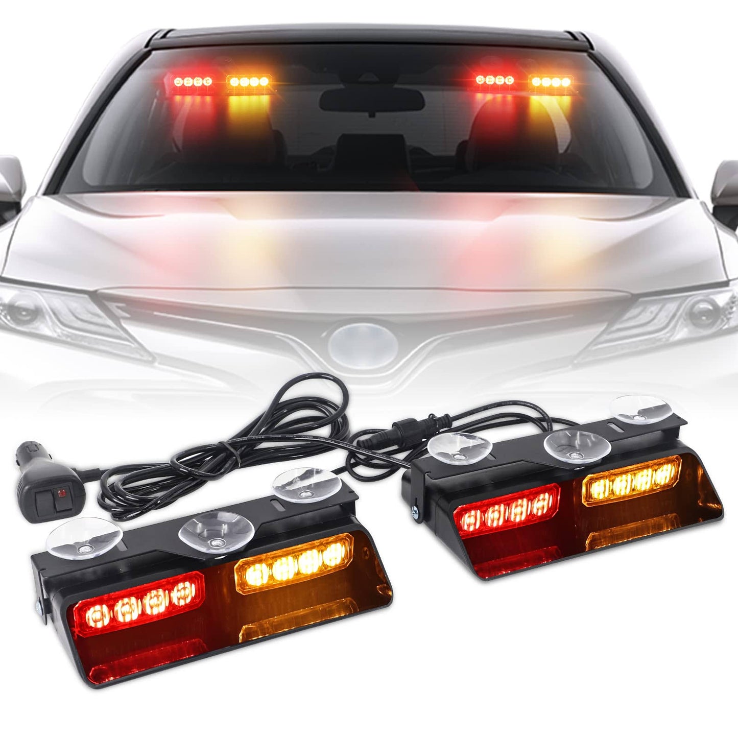 XRIDONSEN 2 in 1 Emergency Dash Lights Red White Volunteer Firefighter Lights Warning Safety Flashing Law Enforcement Responder Front/Rear