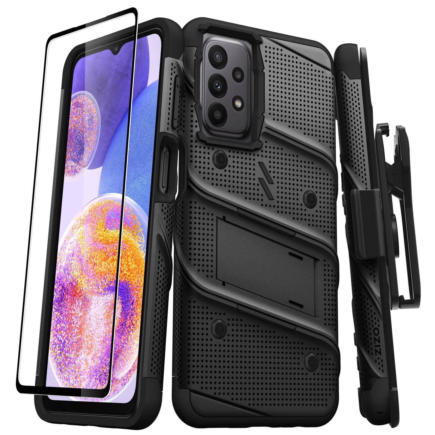 Zizo Bolt Bundle Galaxy A23 5G Case with Tempered Glass - Black