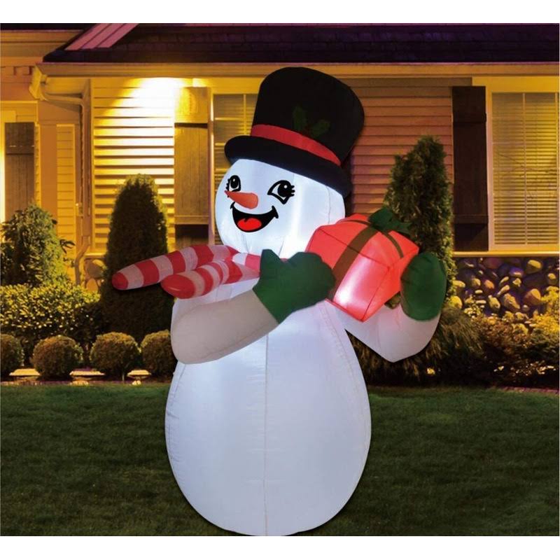 6 ft Height Christmas Inflatables Snowman with Gift Box, Blow Up Yard Decoration Clearance with LED Lights Built-in for Holiday/Party/Yard/Garden