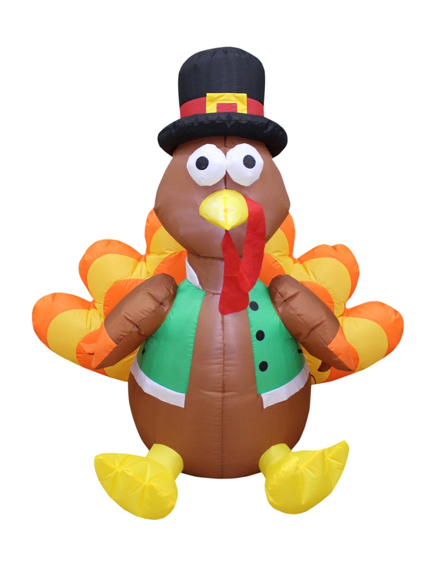 4 Foot Tall Happy Thanksgiving Inflatable Turkey with Pilgrim Hat Perfect Thanks