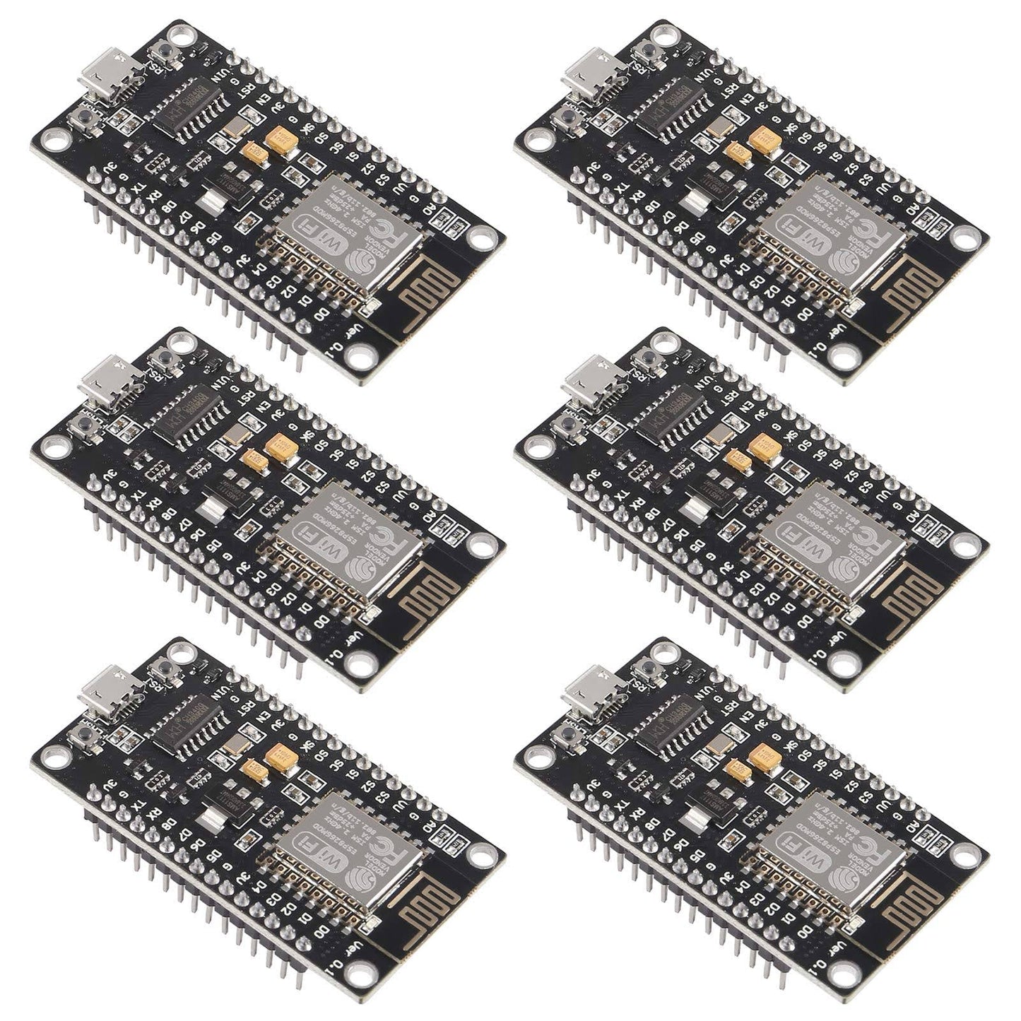 AITRIP 6pcs ESP8266 NodeMCU Lua CH340 ESP-12E WiFi Internet Development Board 4m Flash Serial Wireless Module for Arduino IDE/Micropython New Version