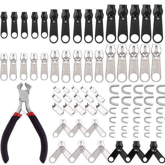 Zipper Replacement Zipper Repair Kit, 85 Pcs Pull Rescue Kit with ZipperInstall Pliers Tool and Zipper Extension Pulls for Clothing,Bags,Jackets