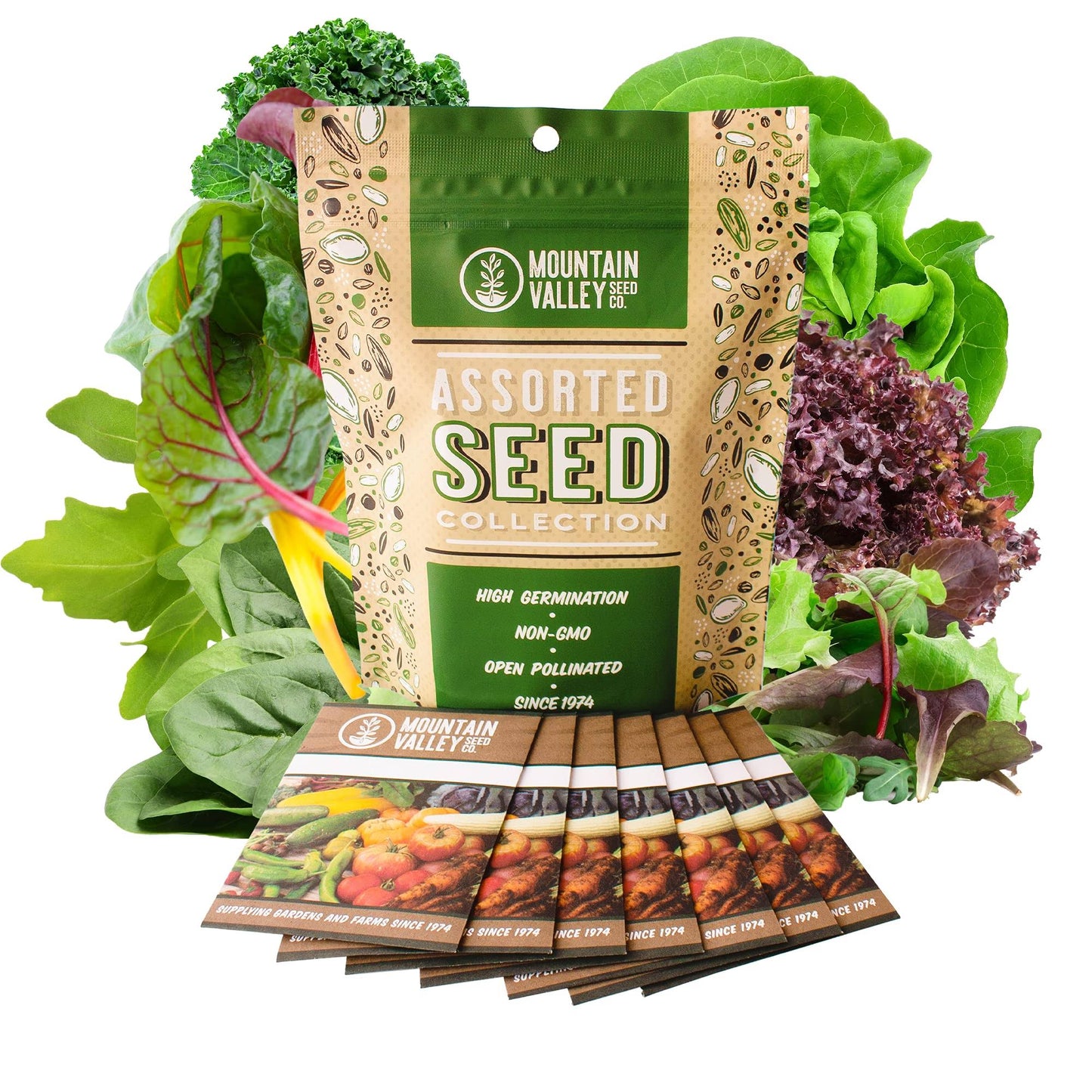 7 Varieties of Leafy Green Seeds for Planting - Non-GMO, Heirloom