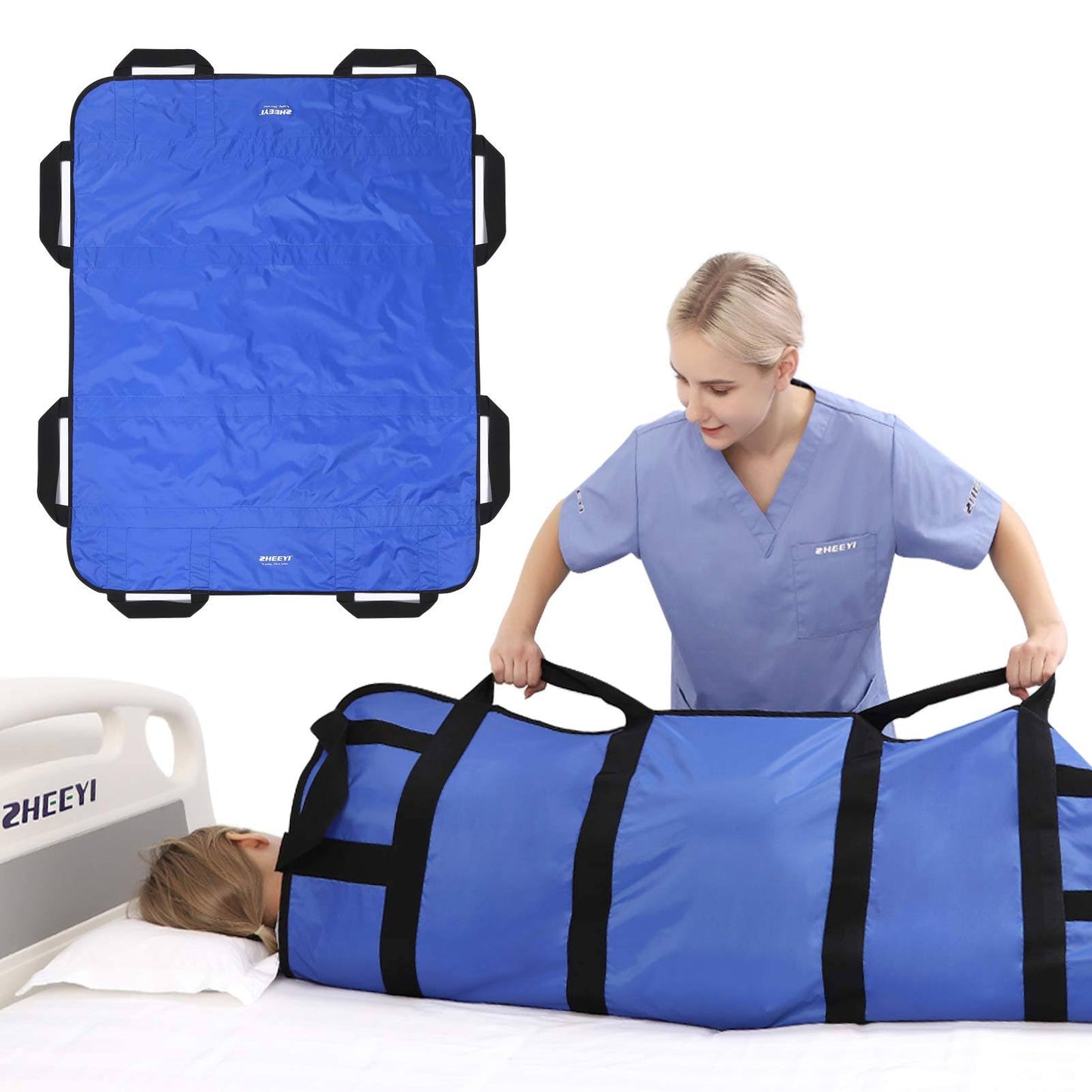 ZHEEYI Positioning Bed Pad with Reinforced Handles 43 x 36 Patient Tra