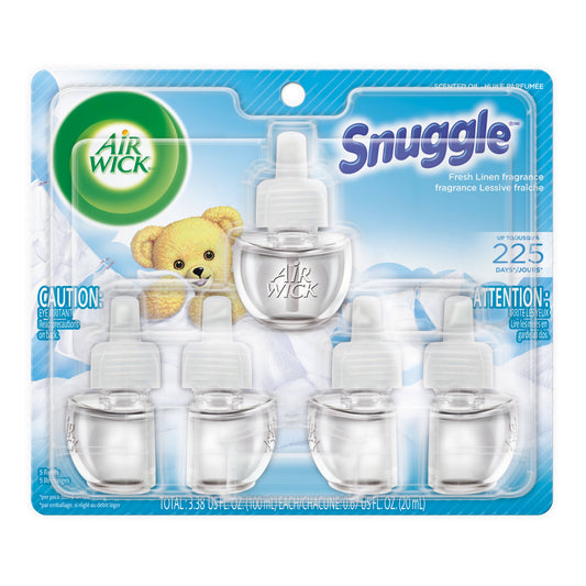 Air Wick Life Scented Oil Plug In Fragrance, Snuggle Fresh Linen - 5 pack, 0.67 fl oz refills