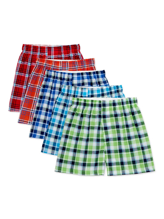 Wonder Nation Boys Tartan Boxers - 5 ct