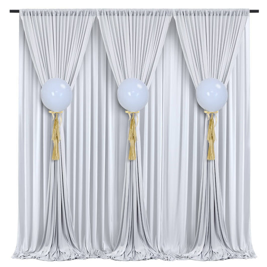 10 ft x 10 ft Wrinkle Free White Backdrop Curtain Panels, Polyester Photography