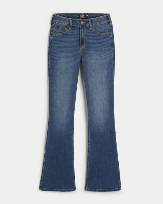 Womens Mid-Rise Medium Wash Boot Jeans in Dark Wash