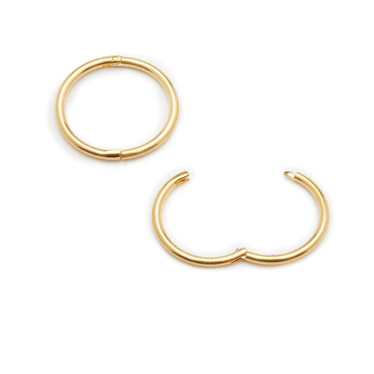 24K Gold Plated on 925 Sterling Silver Hoop Earrings - Small Thin Handcrafted - 8mm 10mm 12mm 14mm