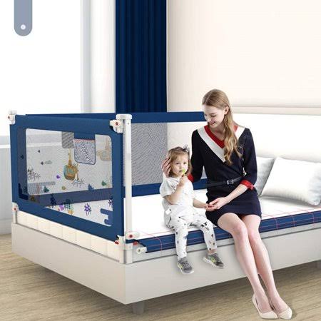 47 inch Baby Safety Rails Height Adjustable Bed Guardrail Toddler Bed Rail with Breathable Fabric, Single Piece, Blue