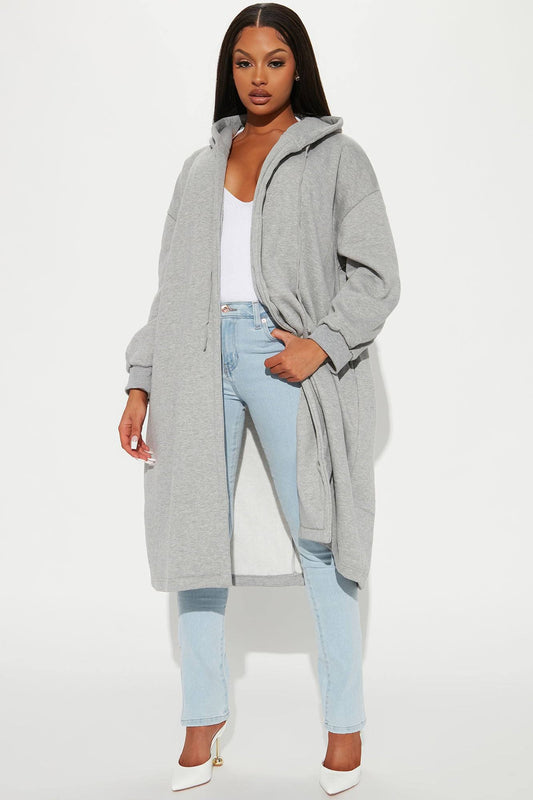 Womens Fashion Nova Sky Walker Long Jacket in Heather Grey