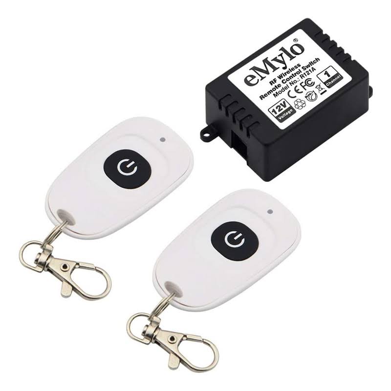 Yasorn Relay Switch DC 12V Wireless RF Remote Control Switch 433MHz One 1-Channel with Two Transmitters