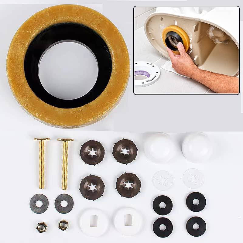 windzqy Toilet Wax Ring Kit with Flange and Bolts for Floor Outlet Toilets Gas, Odor, and Watertight Toilet Seal Ring, Toilet Wax Ring Replacement Kit Fits