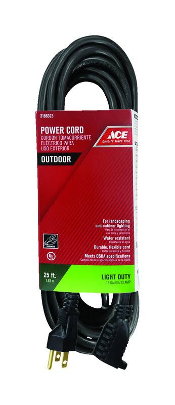 Ace Outdoor 25 ft. L Black Extension Cord 16/3 SJTW