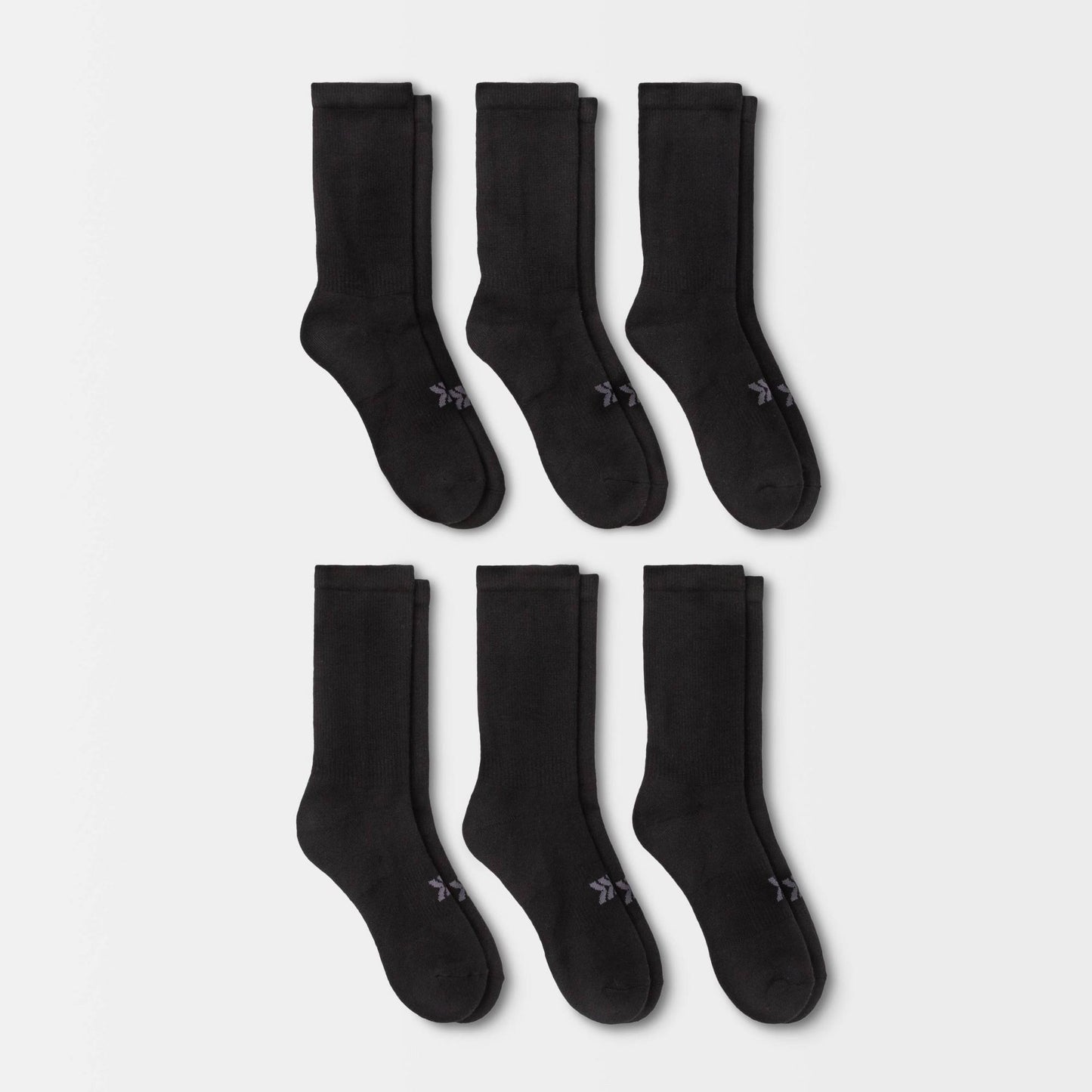 Womens Extended Size Cushioned 6pk Crew Athletic Socks - All in Motion - Black 8-12