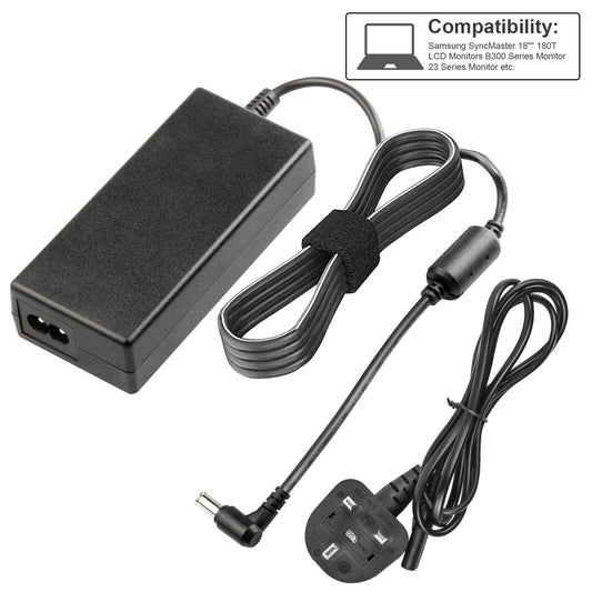 14V for Samsung TV/Monitor S24c570hl S22D300NY Power Supply Adaptor Cable Lead, Black