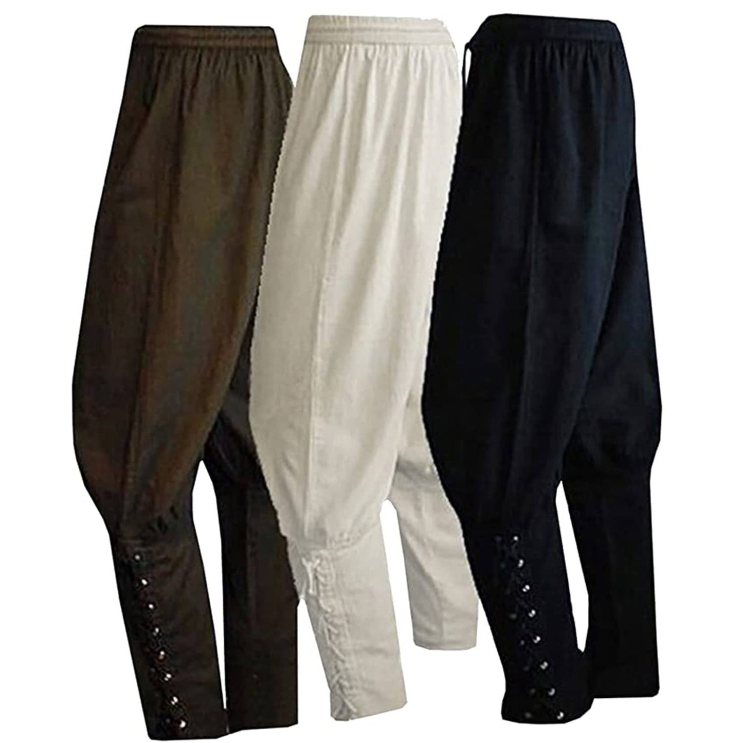 WISHU Mens Ankle Banded Pants Medieval Viking Navigator Pirate Costume Trousers