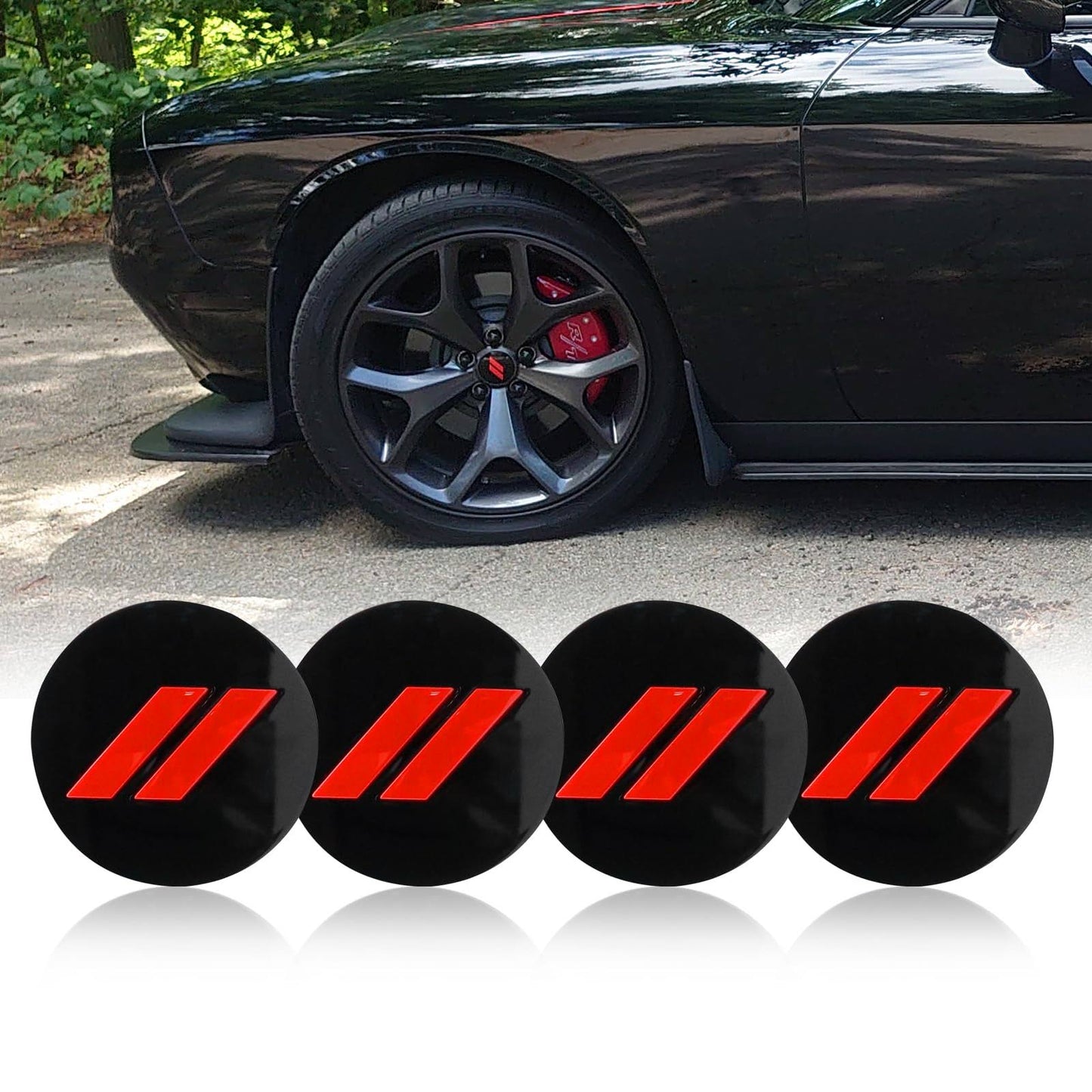 4 Pieces 2-1/2 64mm Glossy Black Red // Car ABS Plastic Custom Hub Wheel Center Caps Cover Fit for Charger Challenger 2017-2019 6CZ27DX8AA