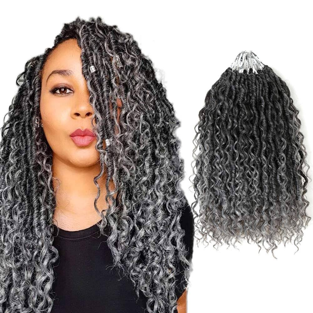 5Packs Goddess Locs Crochet Hair 14 inch River Locs Wavy Crochet with Curly Hair in Middle and Ends Synthetic Braiding Hair Extension (14 inch,