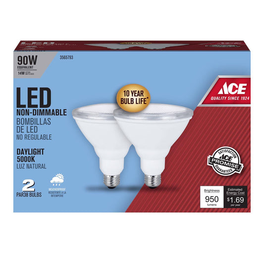 Ace PAR38 E26 (Medium) LED Bulb Daylight 90 Watt Equivalence 2 Pk