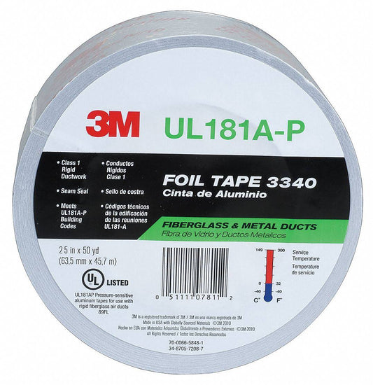 3M Foil Tape 3340, 72 mm x 45.7 M, 4.0 mil, Silver