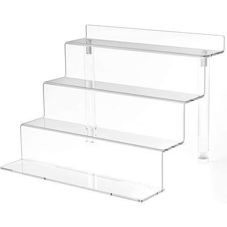 WINKINE Acrylic Riser Display Shelf, 4 Tier Display Riser for Amiibo Funko Pop Figures, Tiered Display Stand Small Risers for Display, Conutertop