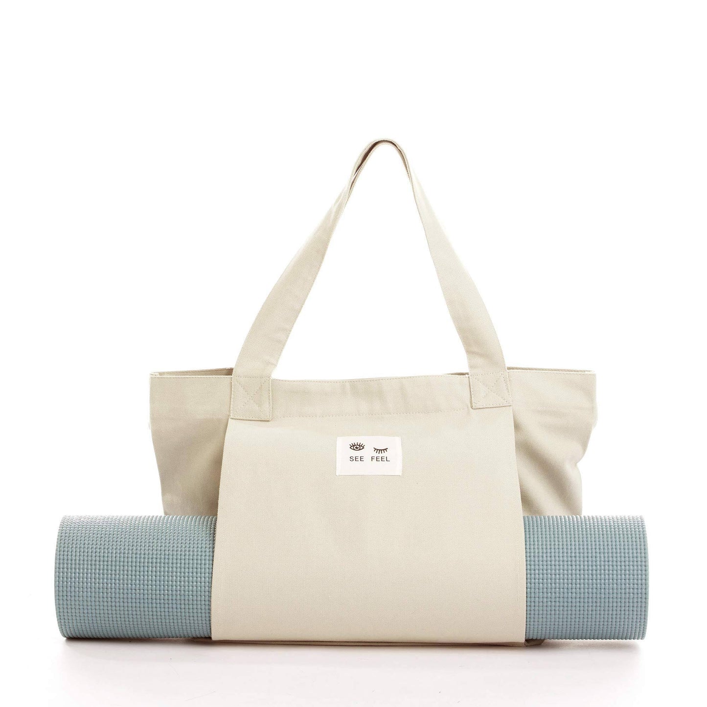 Yoga Pilates Mat Bag Basic Canvas Tote with Mat Carrier Pocket