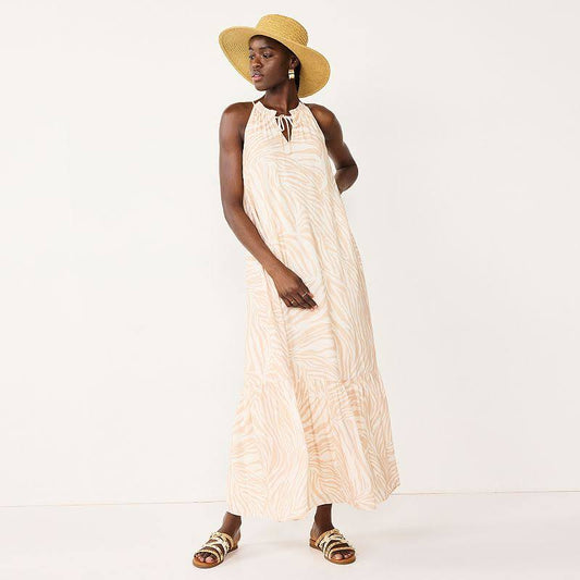 Womens Nine West Tiered Peasant Maxi Dress