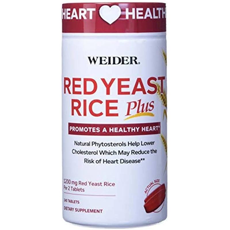 Weider Red Yeast Rice Plus with Phytosterols 1200 mg per 2 Tablets - 180 Tablets