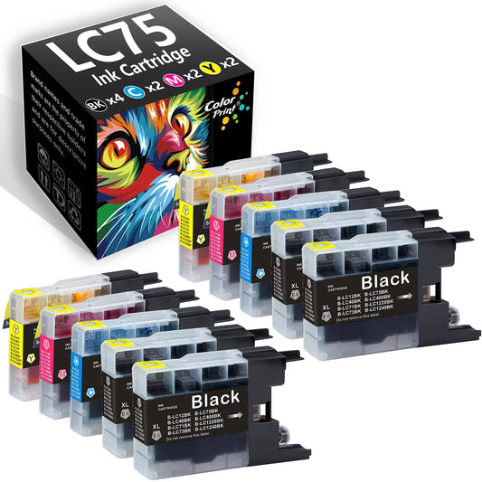 10-Pack ColorPrint Compatible LC-75 Ink Cartridge MFCJ435w Replacement for LC75 LC 75XL Lc75xl used for MFC-J6510DW MFC-J6710DW MFC-J6910DW