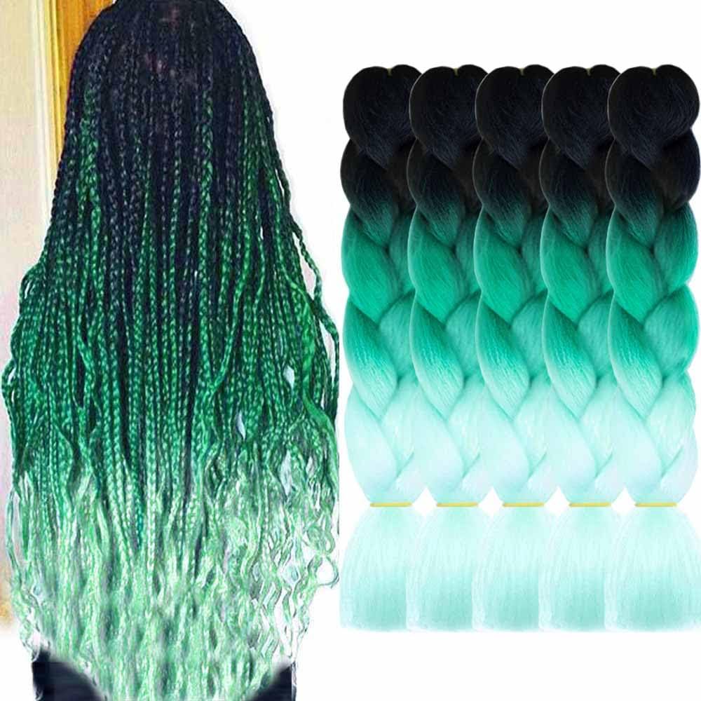 AIDUSA Ombre Braiding Hair 5pcs Synthetic Afro Jumbo Braiding Hair Extensions 24 inch 2 Tone for Women Hair Twist Crochet Braids