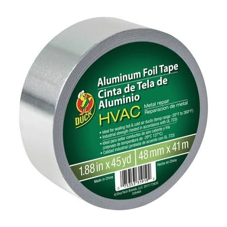 (2 pack) Duck Brand 1.88 in. x 45 yd. Silver Aluminum Foil Hvac Repair Tape, Size: 1.88in. x 45 yd.