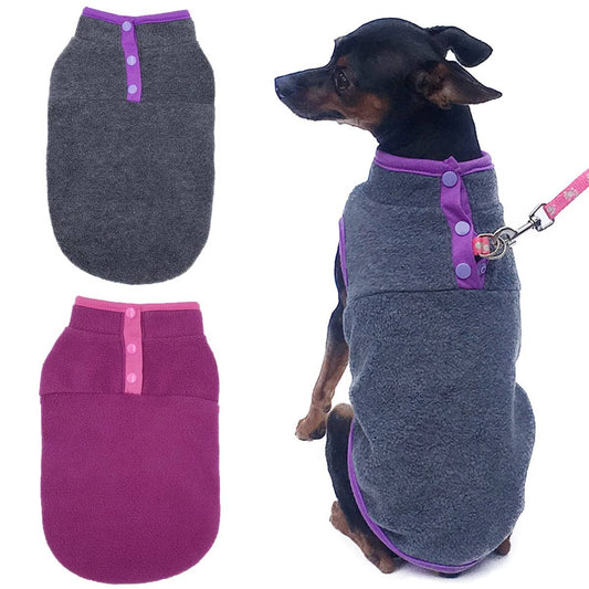 2 Pack Dog Fleece Vest Sweater, Warm Pullover Fleece Puppy Jacket, Autumn Winter Cold Weather Coat Clothes, Pet Stretch Fleece Apparel with Buttons