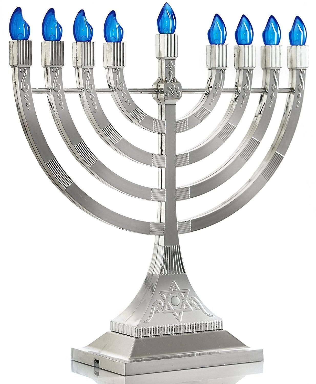 Zion Judaica LED Electric Hanukkah Menorah - Battery or USB Powered (Gold)